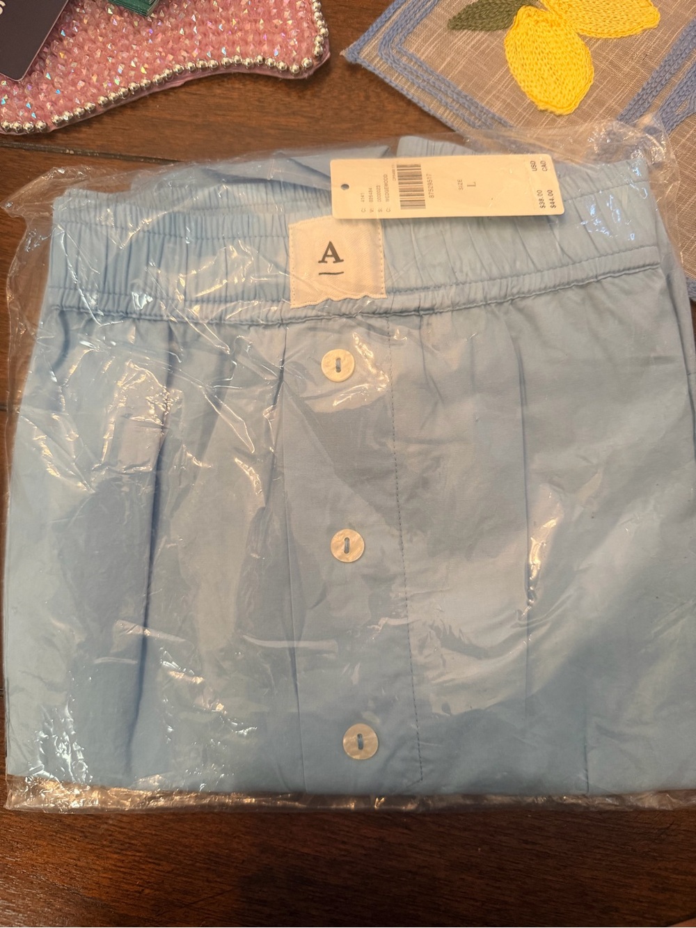 Anthropologie Light Blue Button-Front sleep boxers women’s new